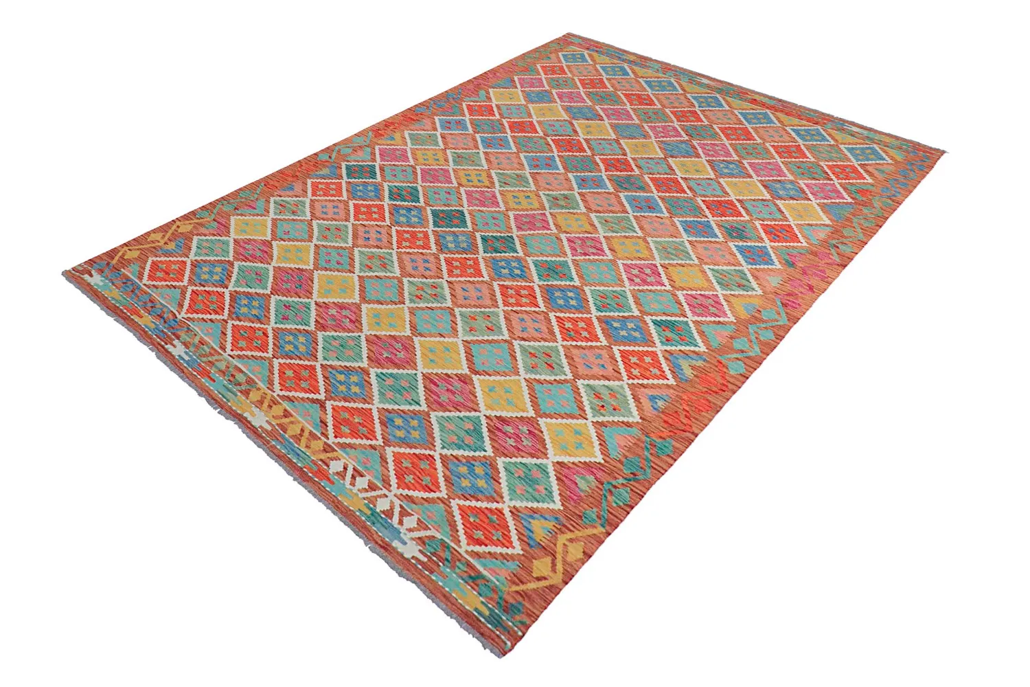 Tapis Oriental - Vegi Kelim Hand Woven - 202 x 294 cm