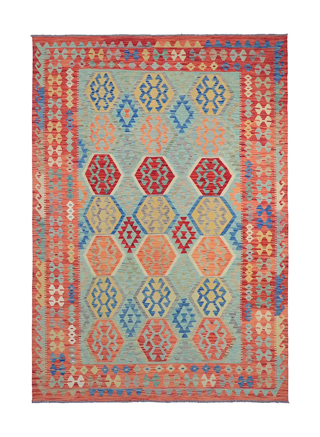 Tapis Oriental - Vegi Kelim Hand Woven - 196 x 292 cm