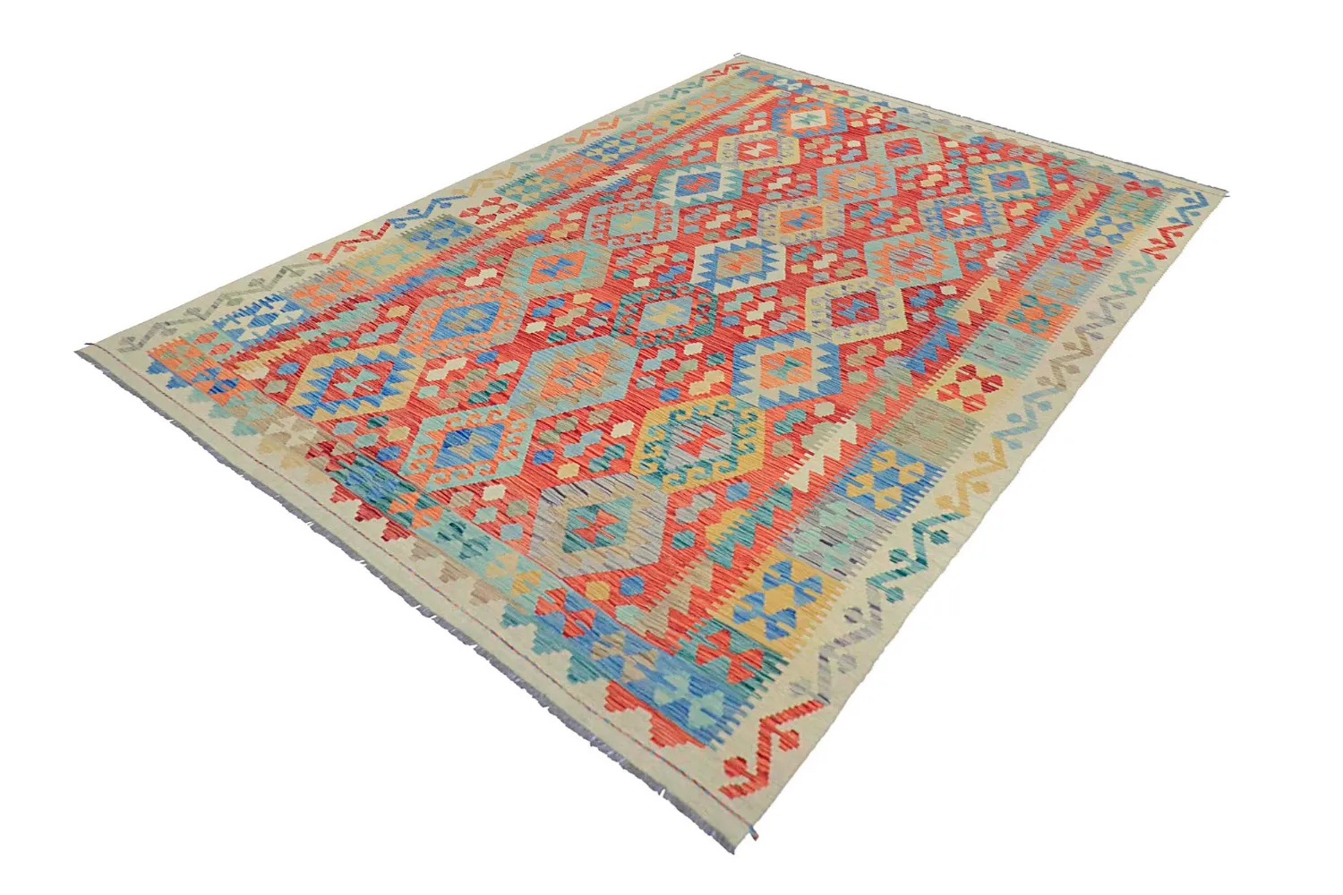 Tapis Oriental - Vegi Kelim Hand Woven - 202 x 294 cm