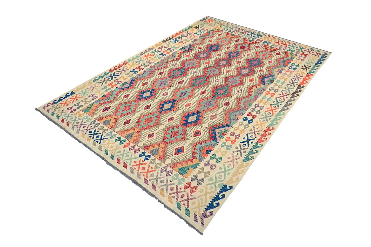 Tapis Oriental - Vegi Kelim Hand Woven - 202 x 293 cm