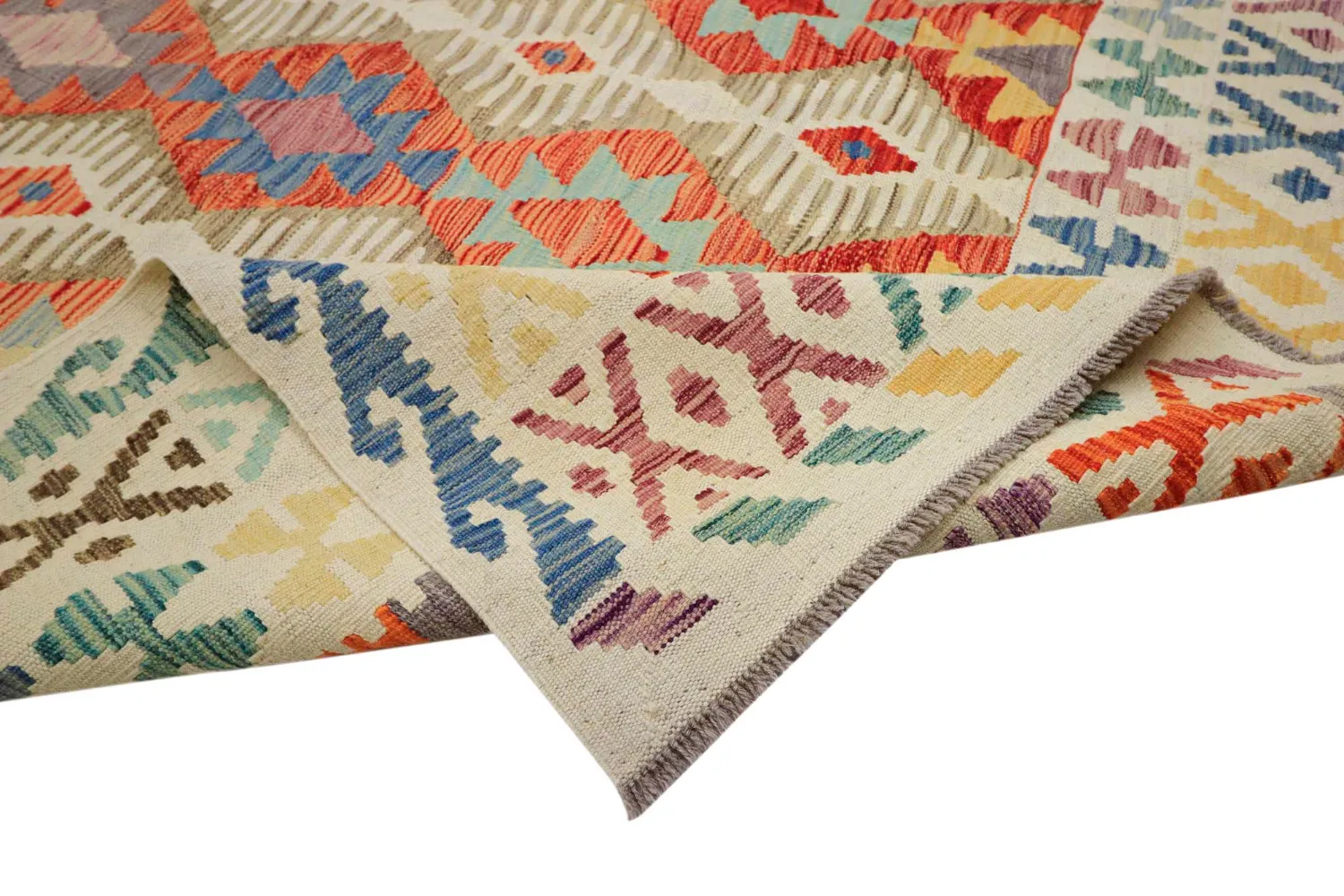 Tapis Oriental - Vegi Kelim Hand Woven - 202 x 293 cm