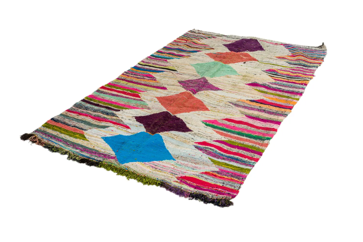 Tapis berbère marocain Boucherouite 140 x 255 cm