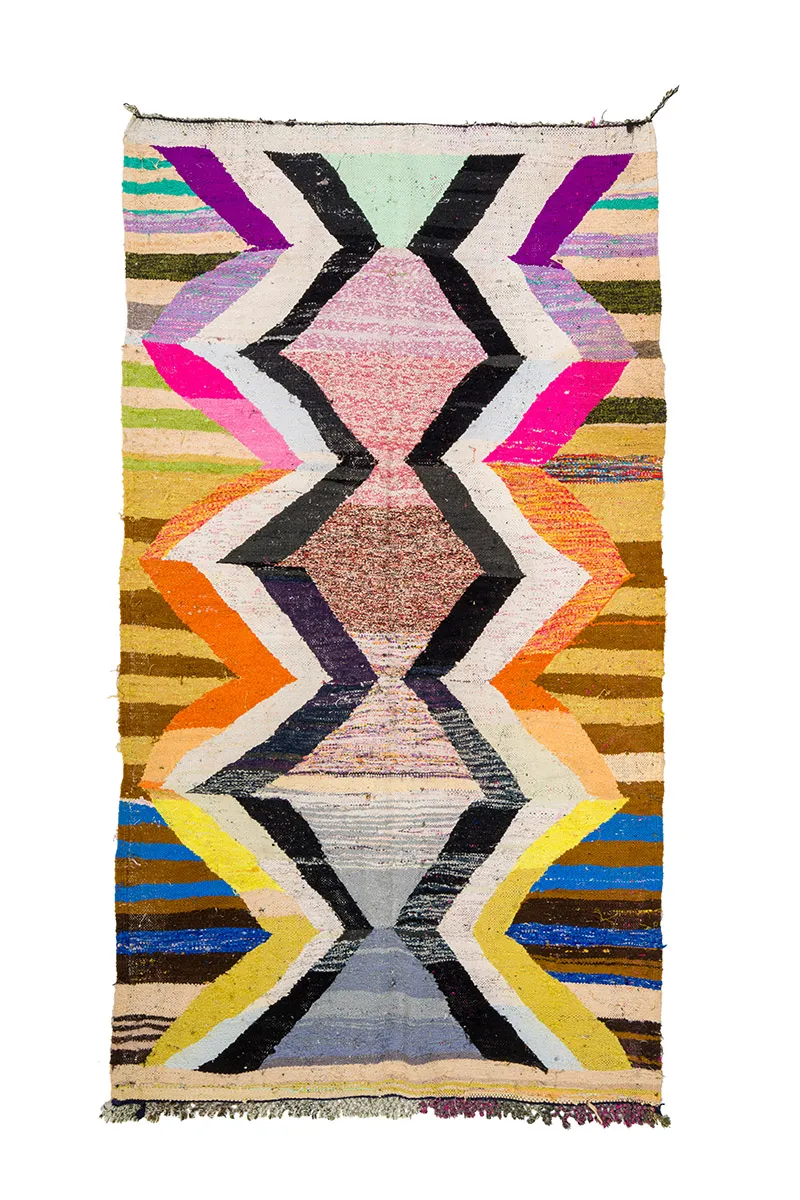 Tapis berbère marocain Boucherouite 155 x 275 cm