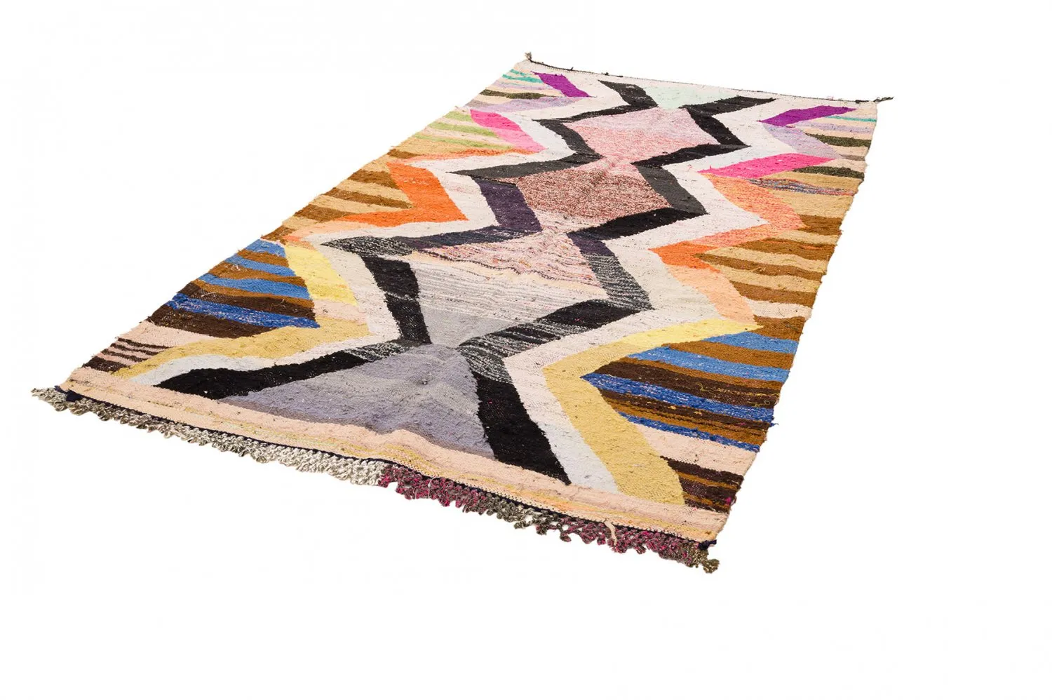 Tapis berbère marocain Boucherouite 155 x 275 cm