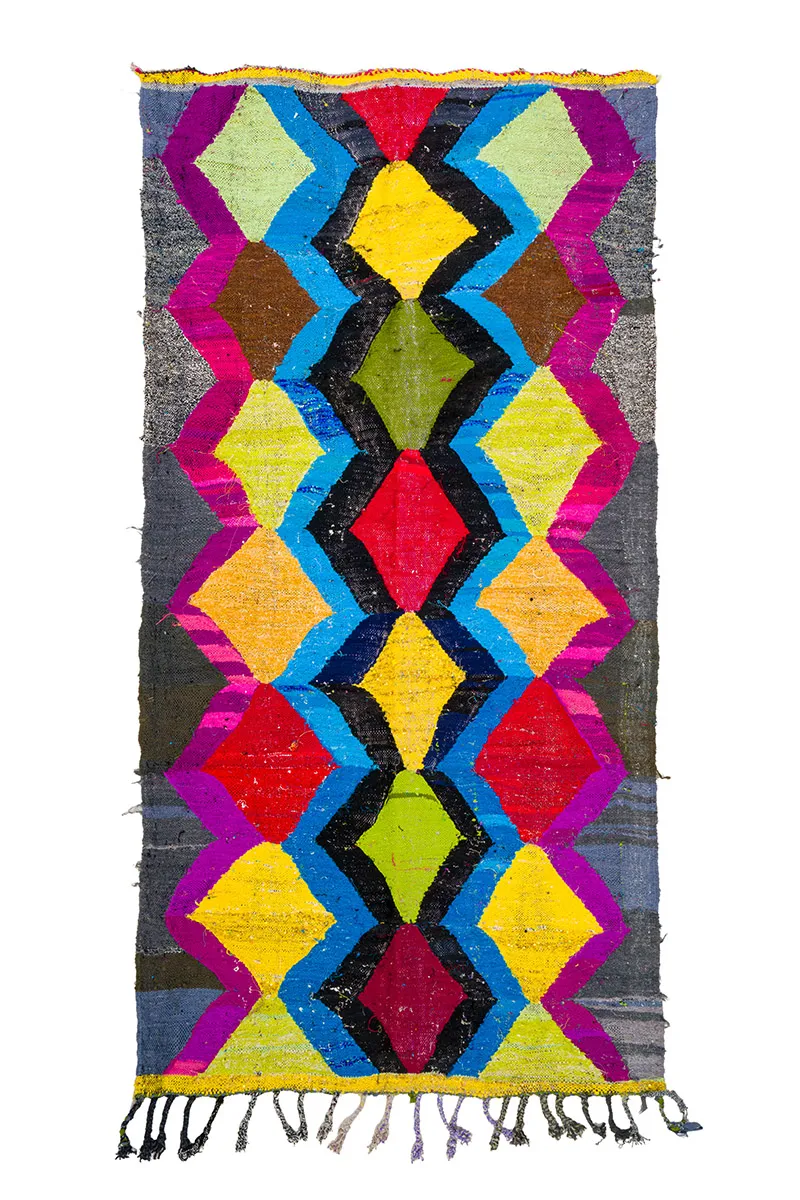 Tapis berbère marocain Boucherouite 140 x 275 cm