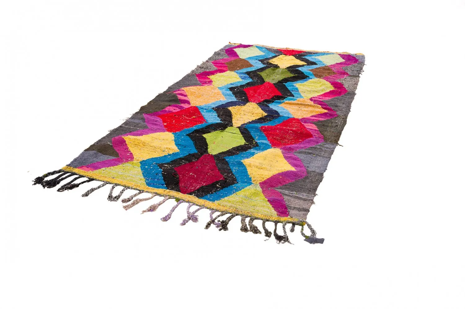 Tapis berbère marocain Boucherouite 140 x 275 cm