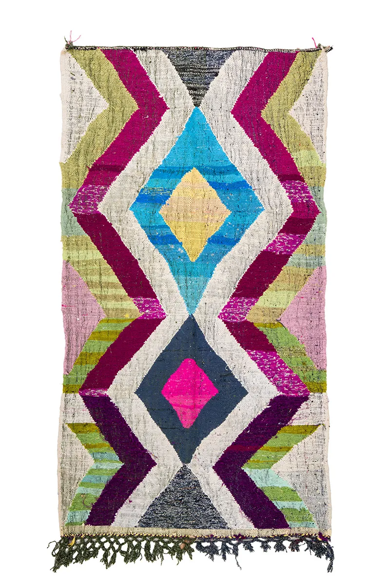 Tapis berbère marocain Boucherouite 130 x 240 cm