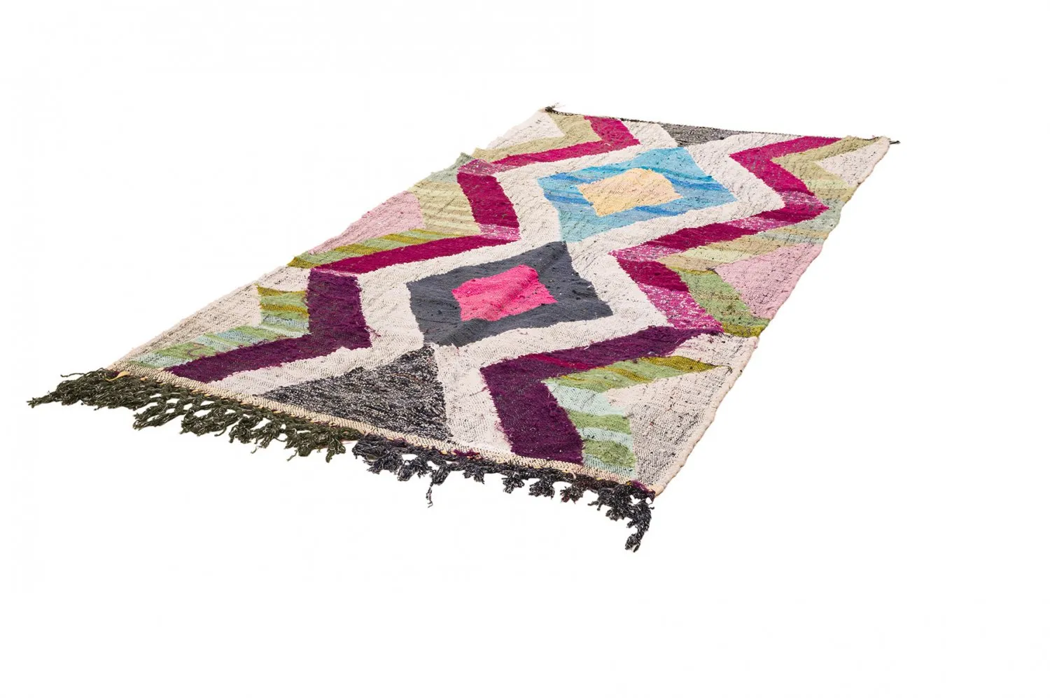 Tapis berbère marocain Boucherouite 130 x 240 cm