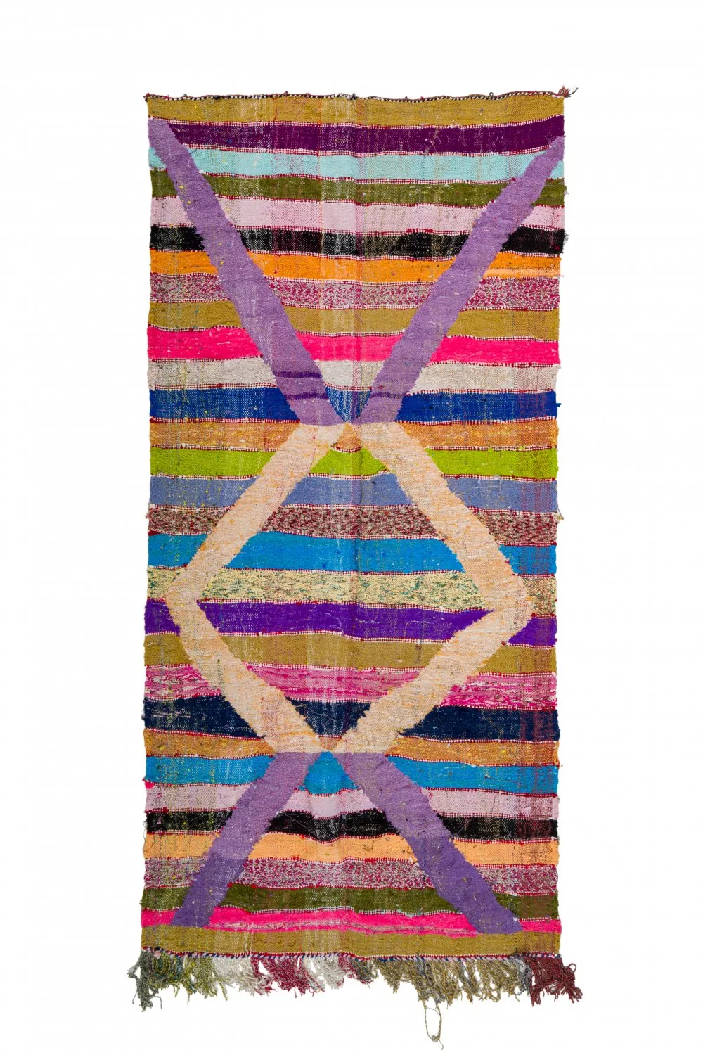 Tapis berbère marocain Boucherouite 125 x 265 cm