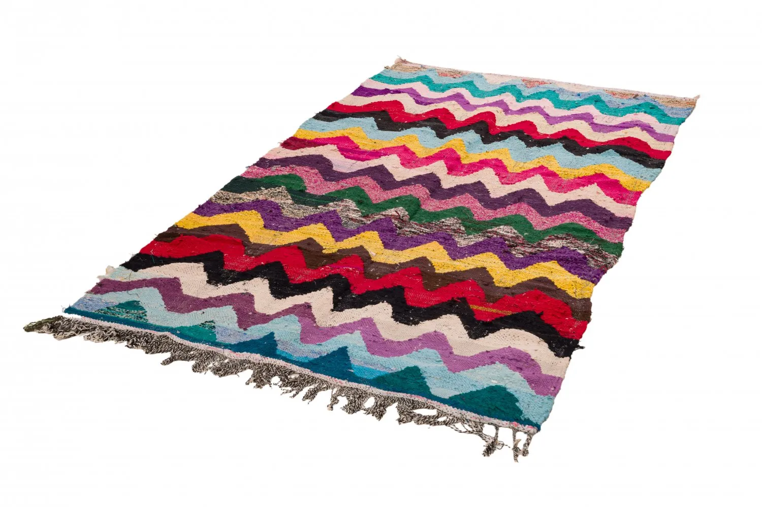 Tapis berbère marocain Boucherouite 125 x 235 cm