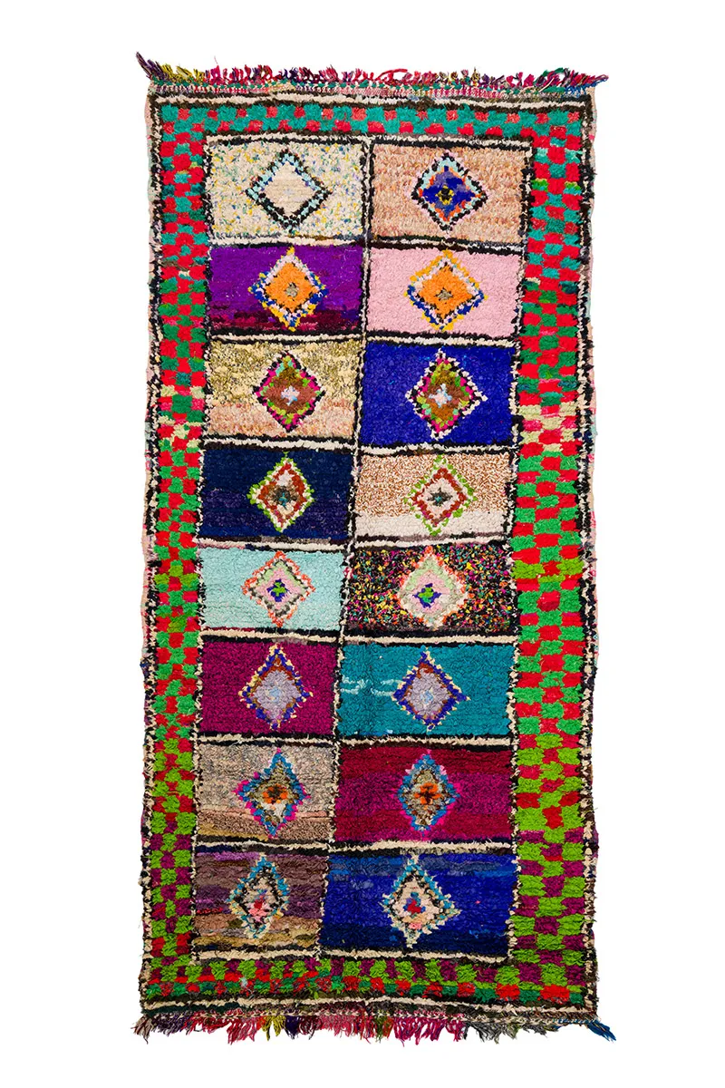Tapis berbère marocain Boucherouite 145 x 305 cm