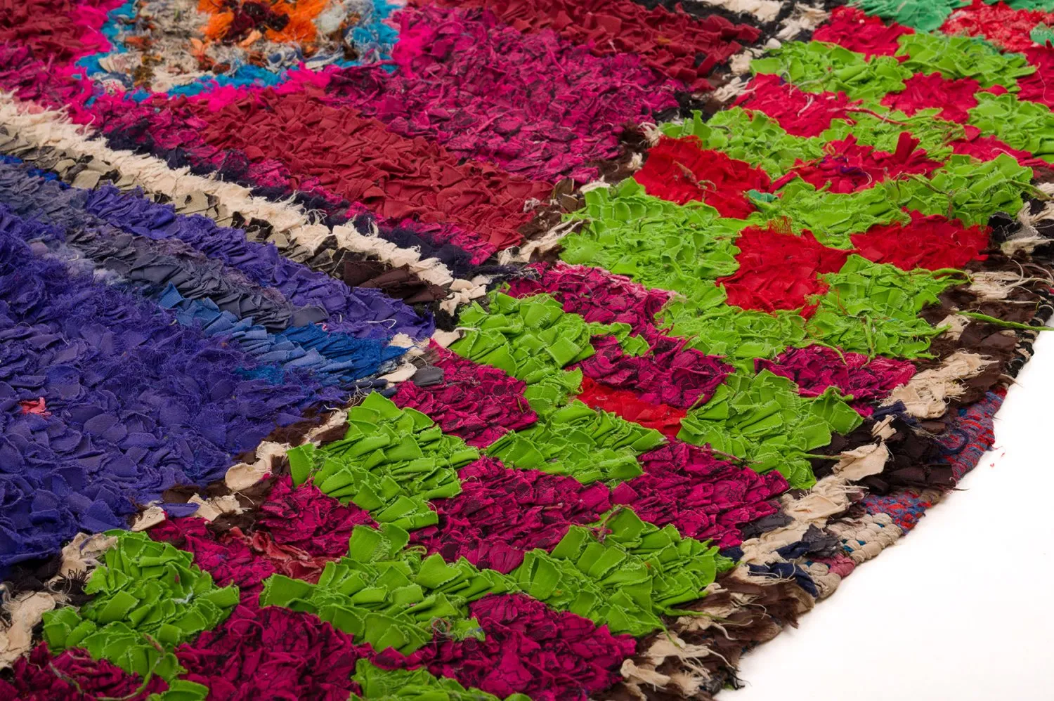 Tapis berbère marocain Boucherouite 145 x 305 cm