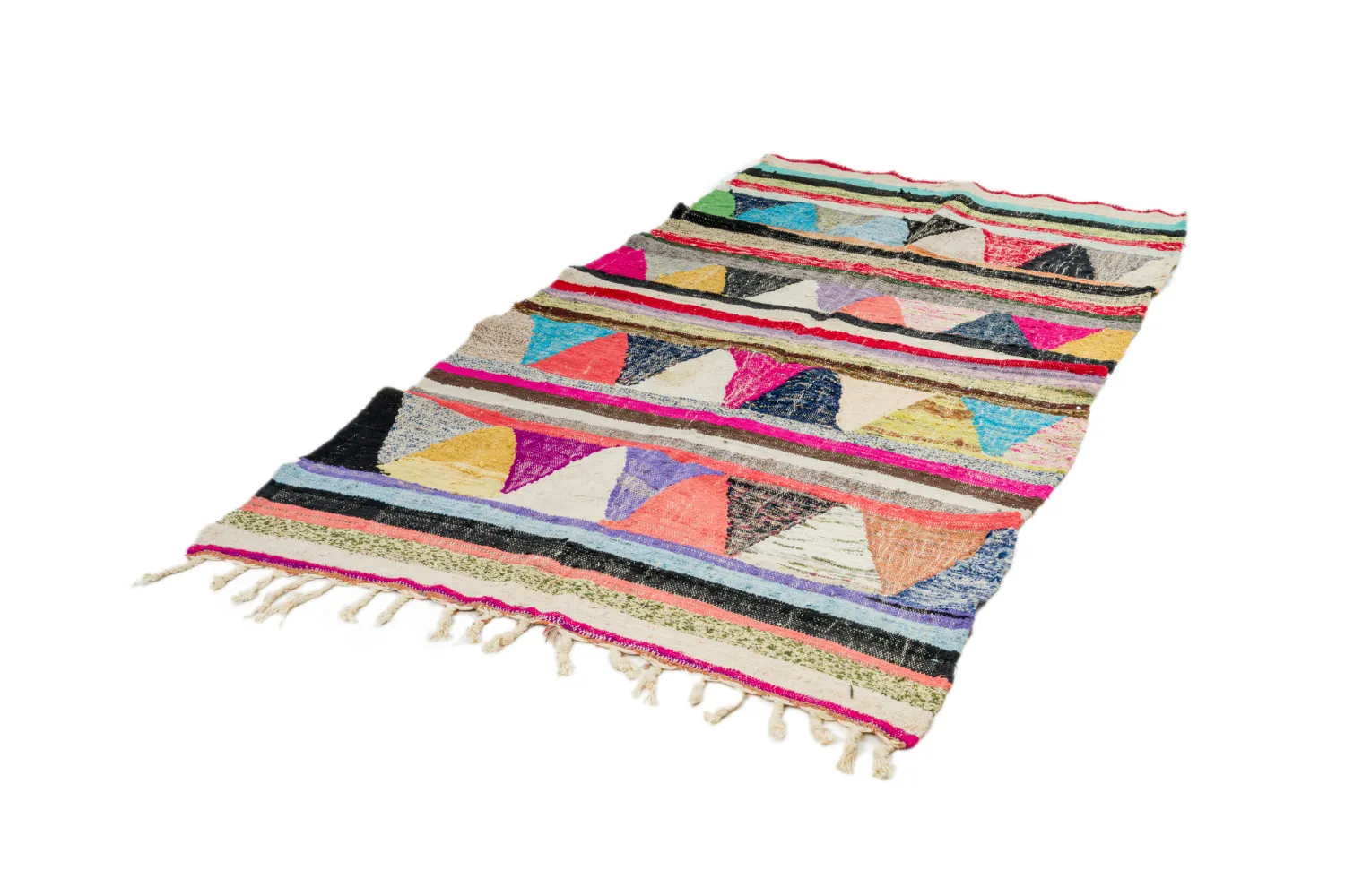 Tapis berbère marocain Boucherouite 145 x 260 cm