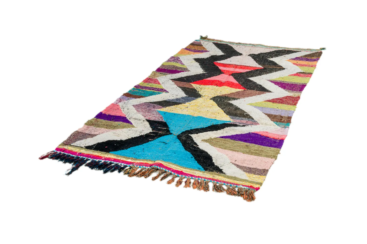 Tapis berbère marocain Boucherouite 125 x 225 cm