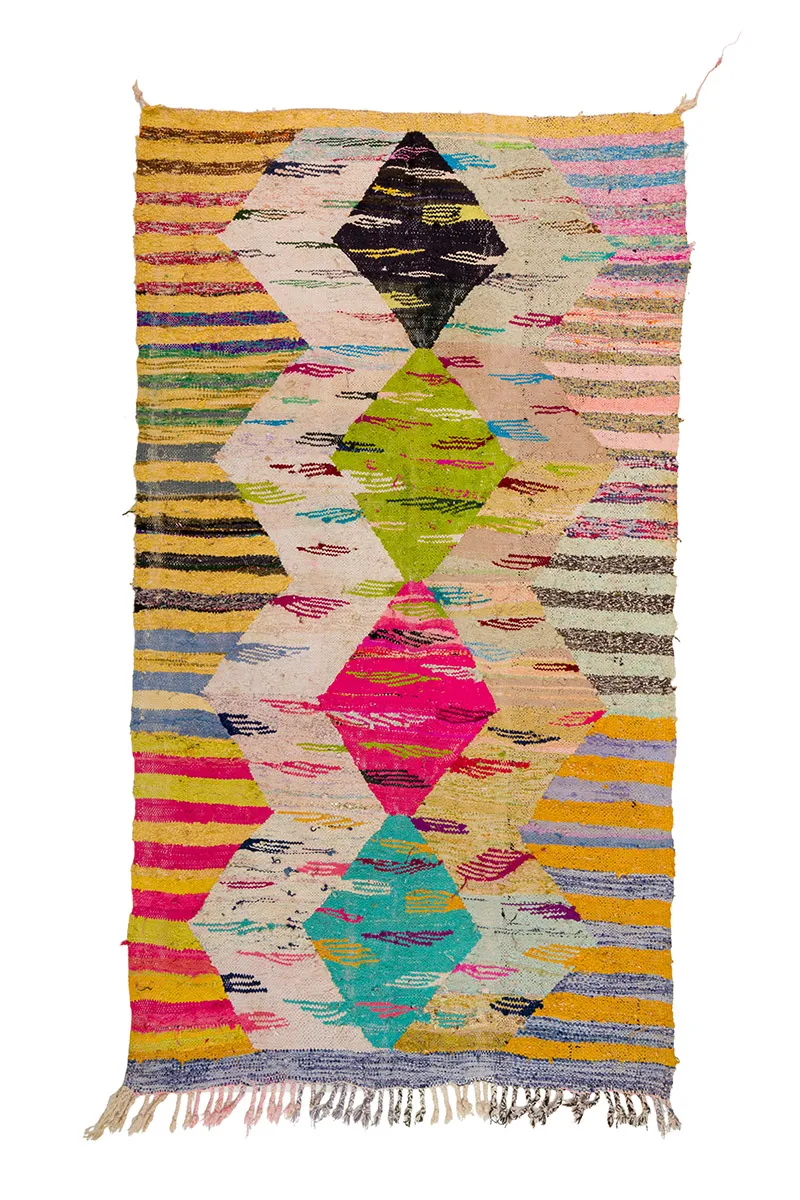 Tapis berbère marocain Boucherouite 140 x 250 cm