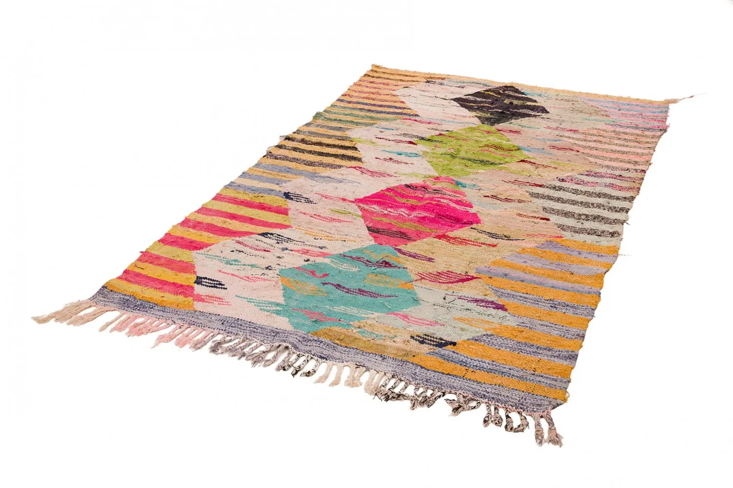 Tapis berbère marocain Boucherouite 140 x 250 cm