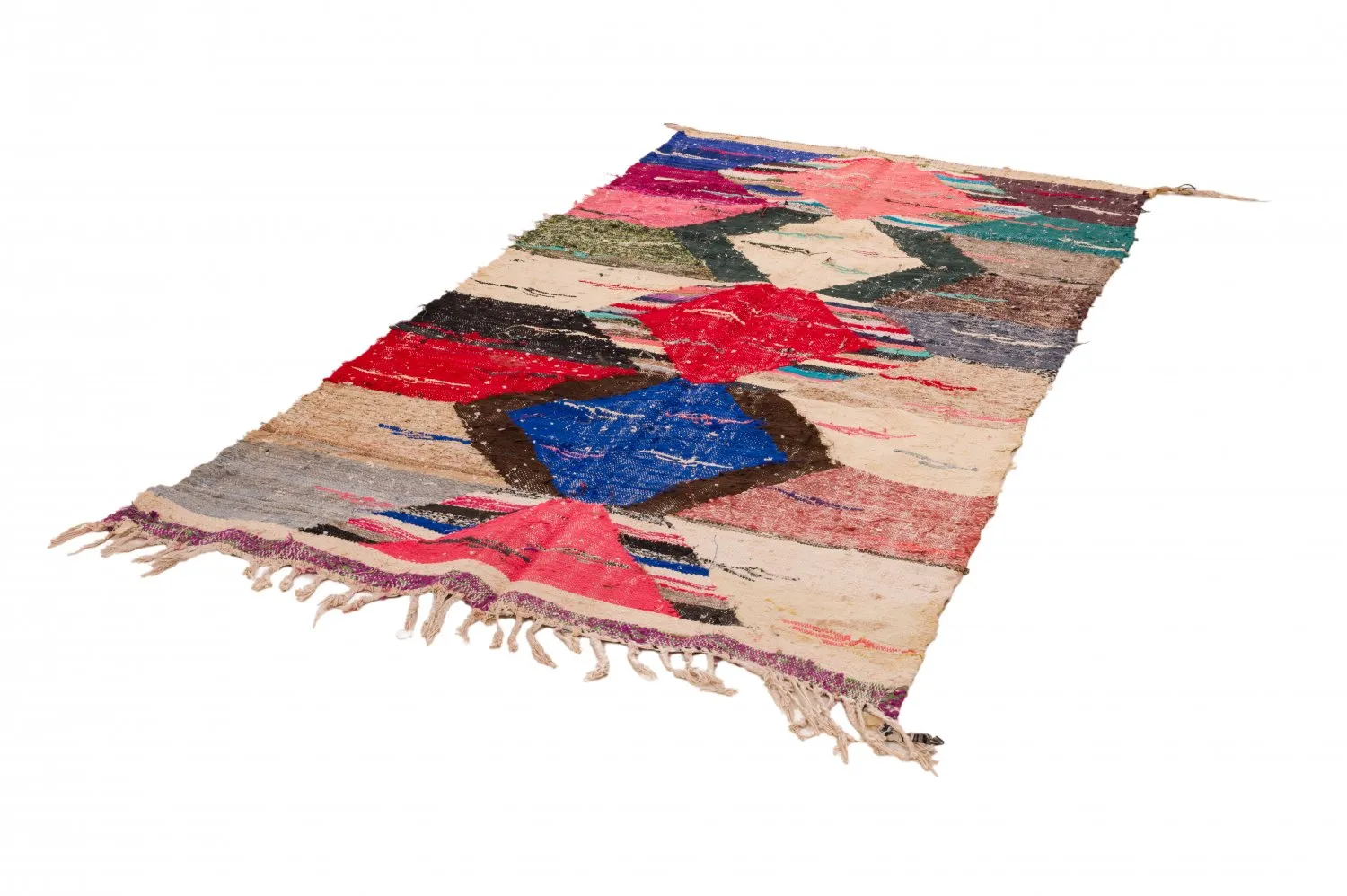 Tapis berbère marocain Boucherouite 125 x 240 cm