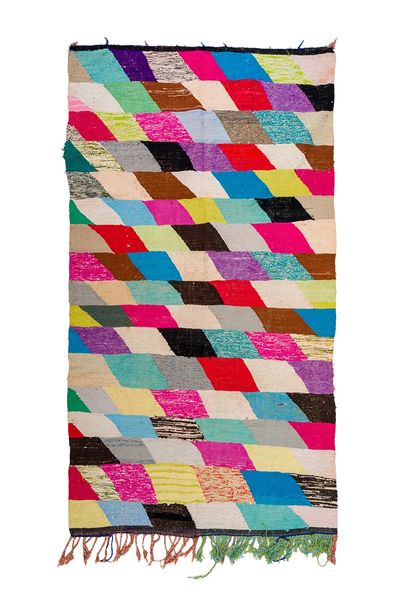 Tapis berbère marocain Boucherouite 155 x 280 cm