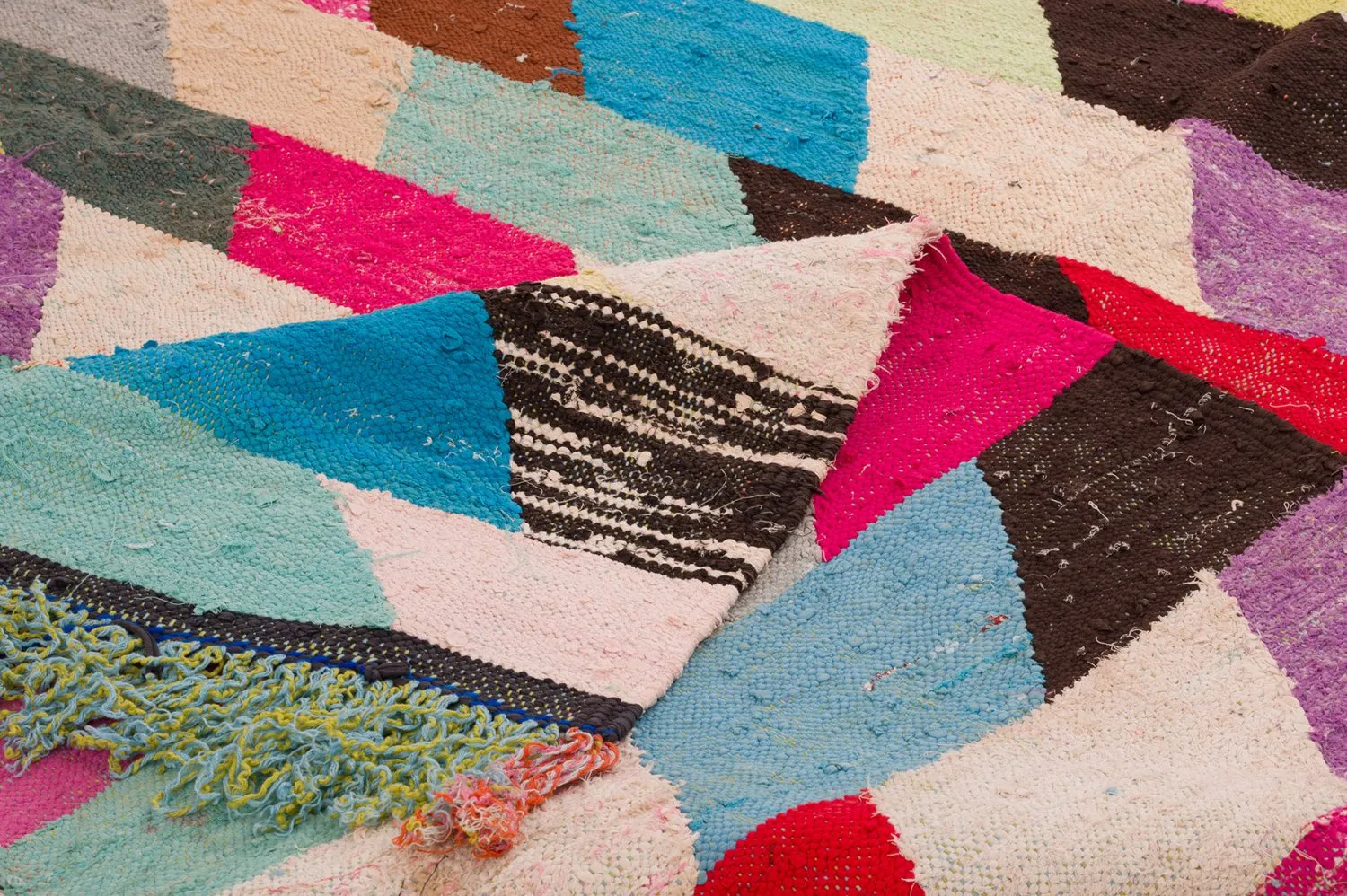 Tapis berbère marocain Boucherouite 155 x 280 cm