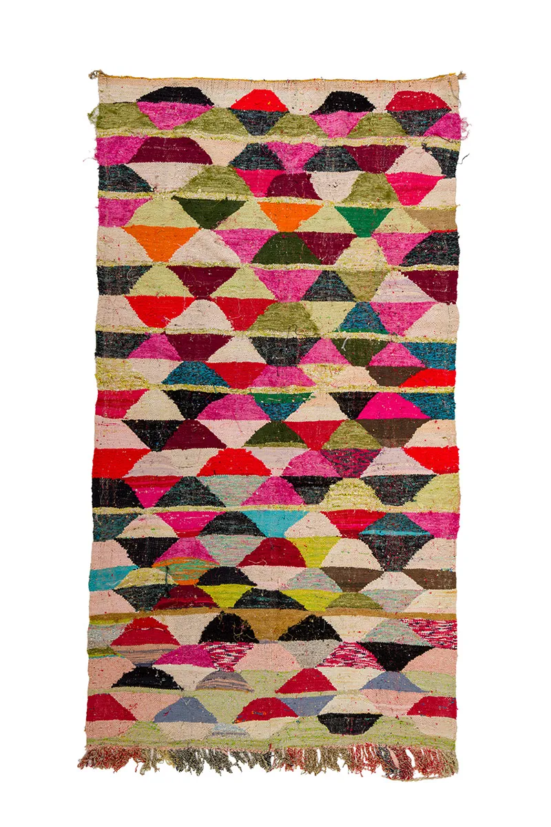 Tapis berbère marocain Boucherouite 155 x 290 cm