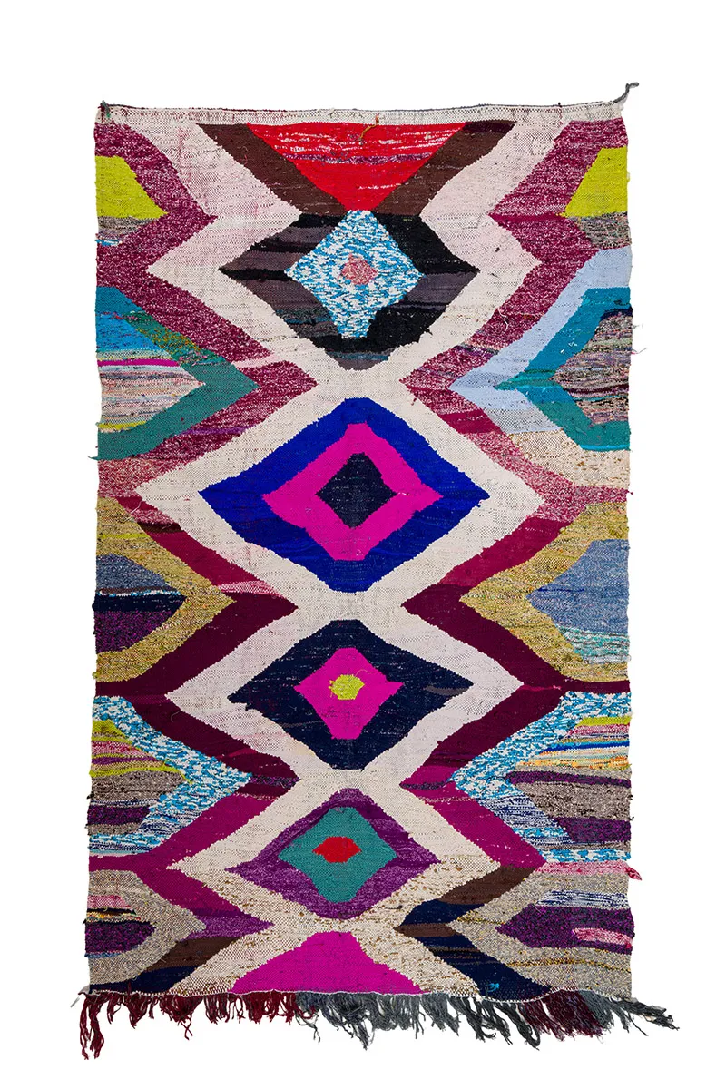 Tapis berbère marocain Boucherouite 165 x 270 cm