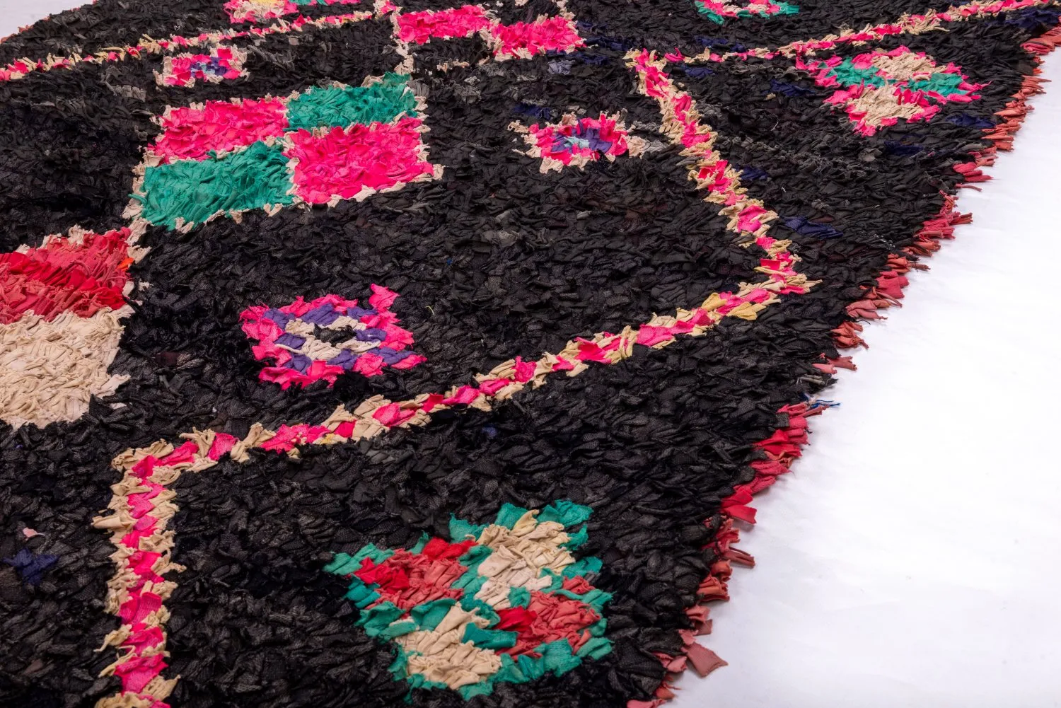 Tapis berbère marocain Boucherouite 405 x 130 cm