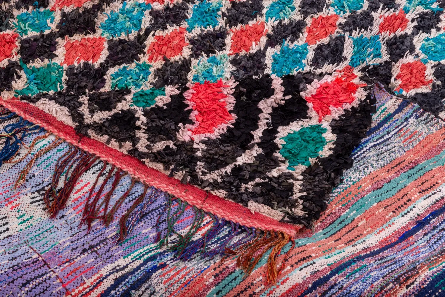 Tapis berbère marocain Boucherouite 395 x 180 cm