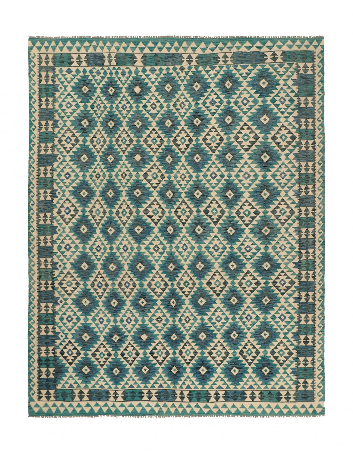 Grand Tapis Kilim Laine Tissé Main – 258x170 Cm – Motifs Géométriques – Afghanistan
