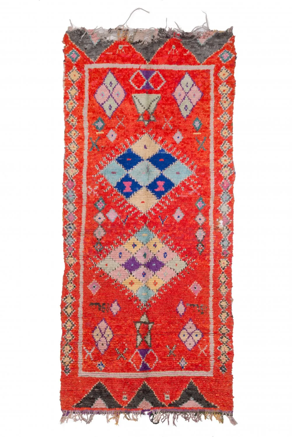 Tapis berbère marocain Boucherouite 340 x 155 cm