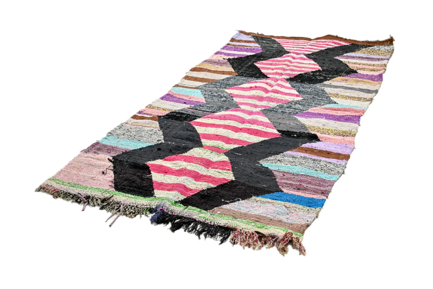 Tapis berbère marocain Boucherouite 130 x 265 cm