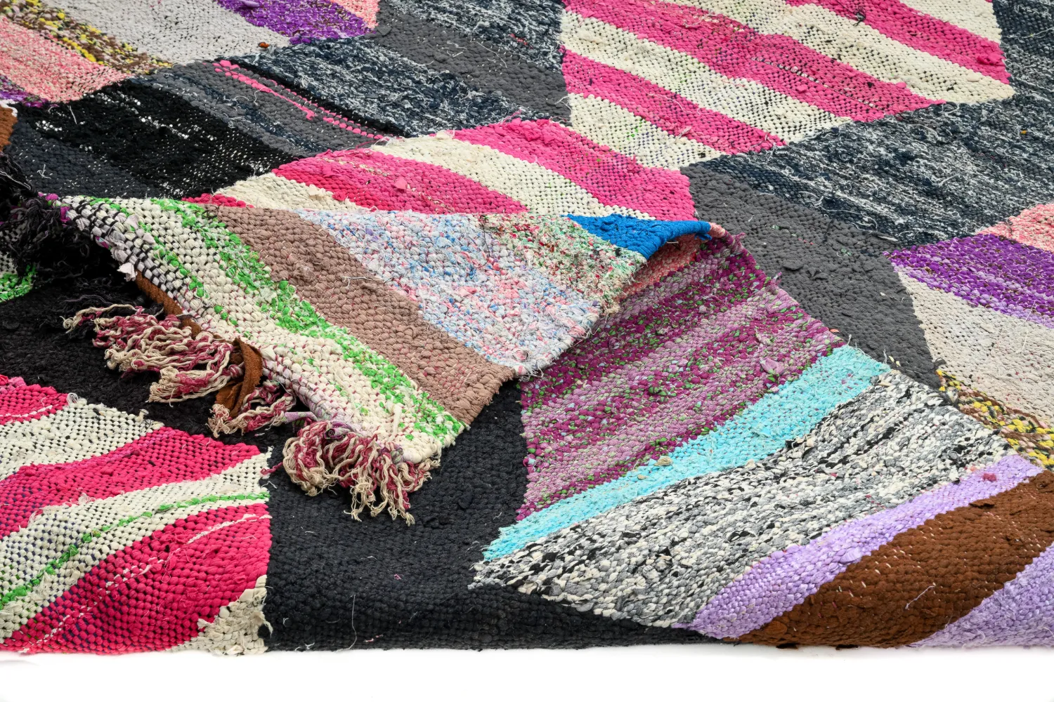 Tapis berbère marocain Boucherouite 130 x 265 cm