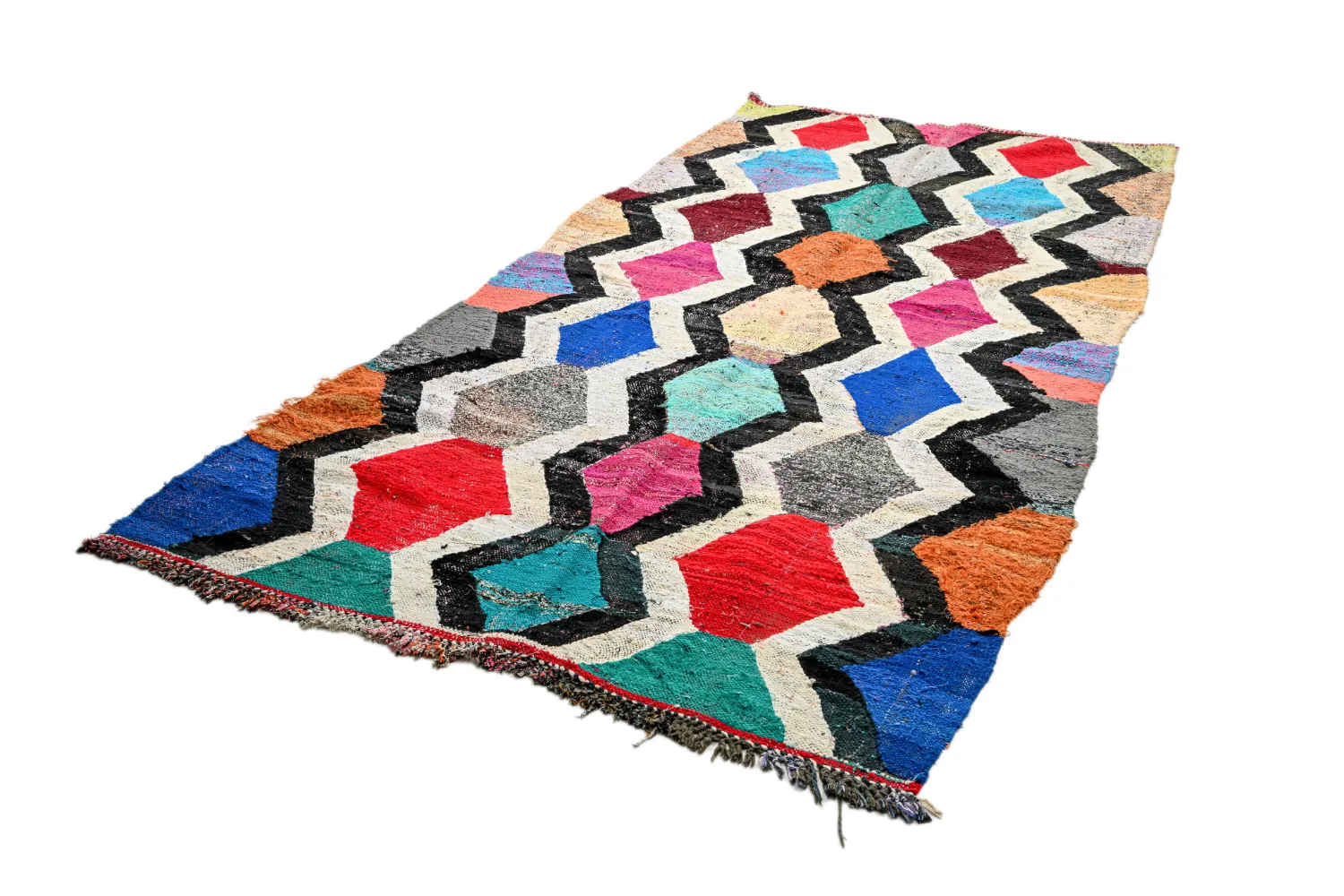 Tapis berbère marocain Boucherouite 140 x 290 cm