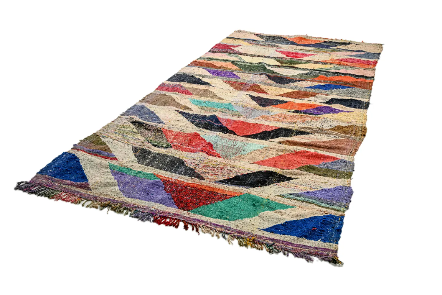 Tapis berbère marocain Boucherouite 165 x 350 cm