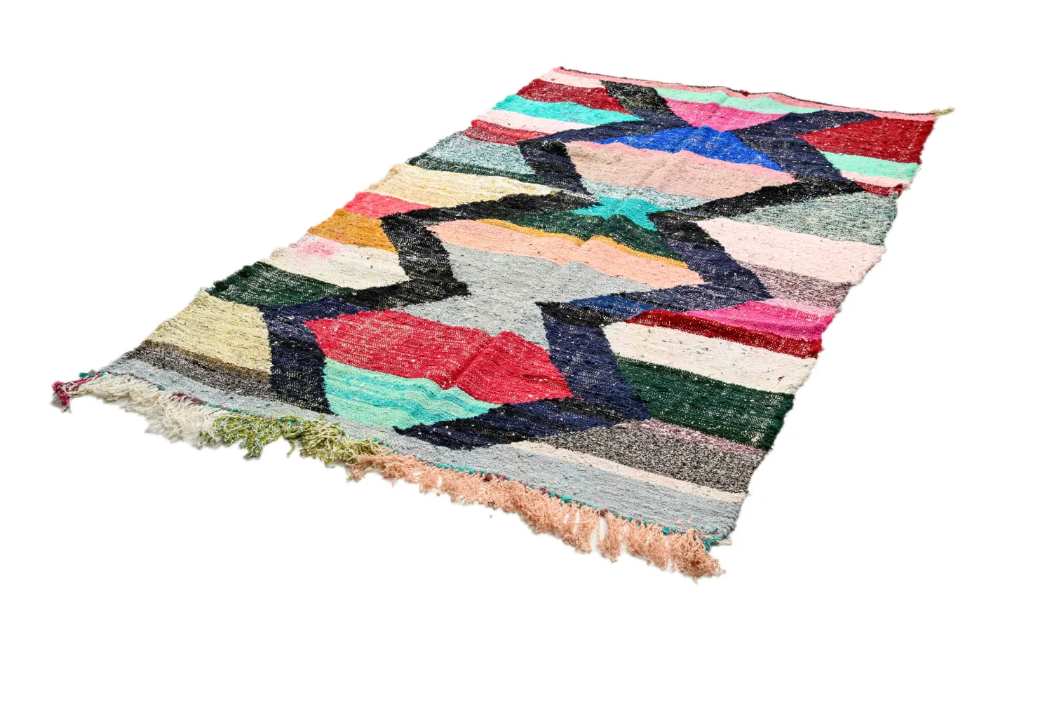 Tapis berbère marocain Boucherouite 135 x 240 cm