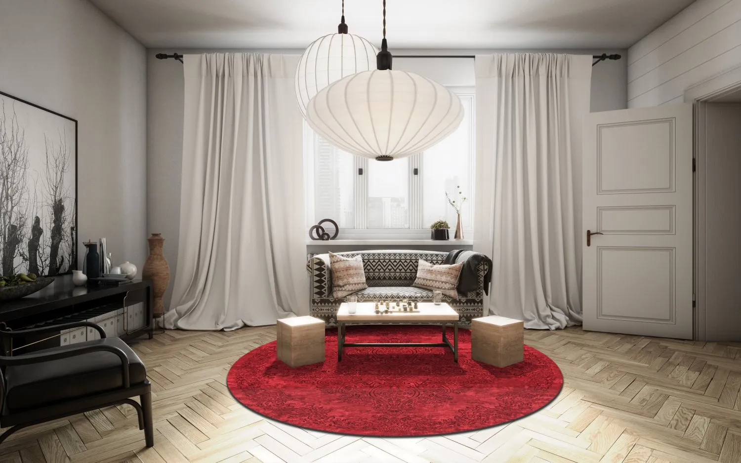 Tapis rond - Valenza (rouge)