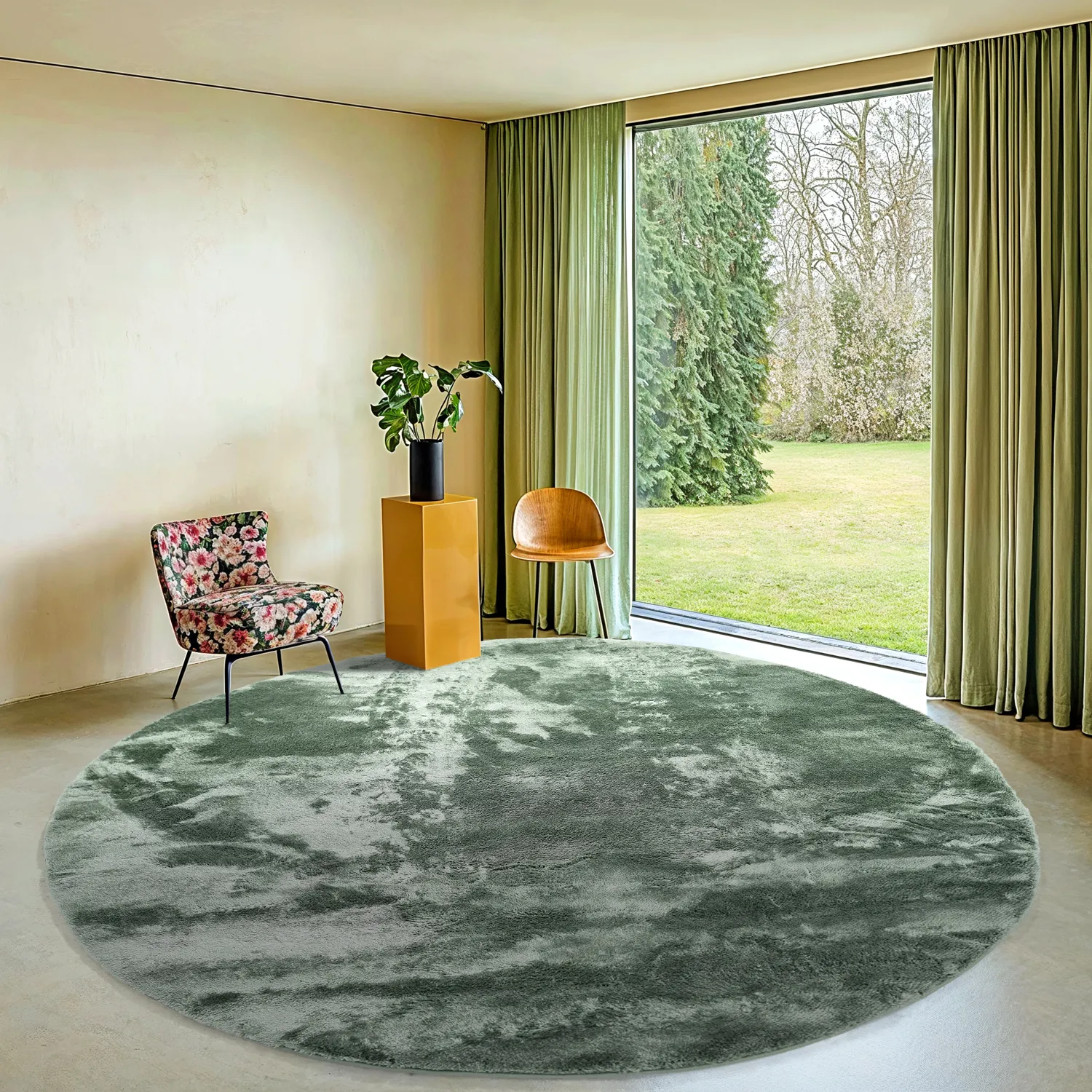 Tapis ronds - Aranga Super Soft Fur (vert)