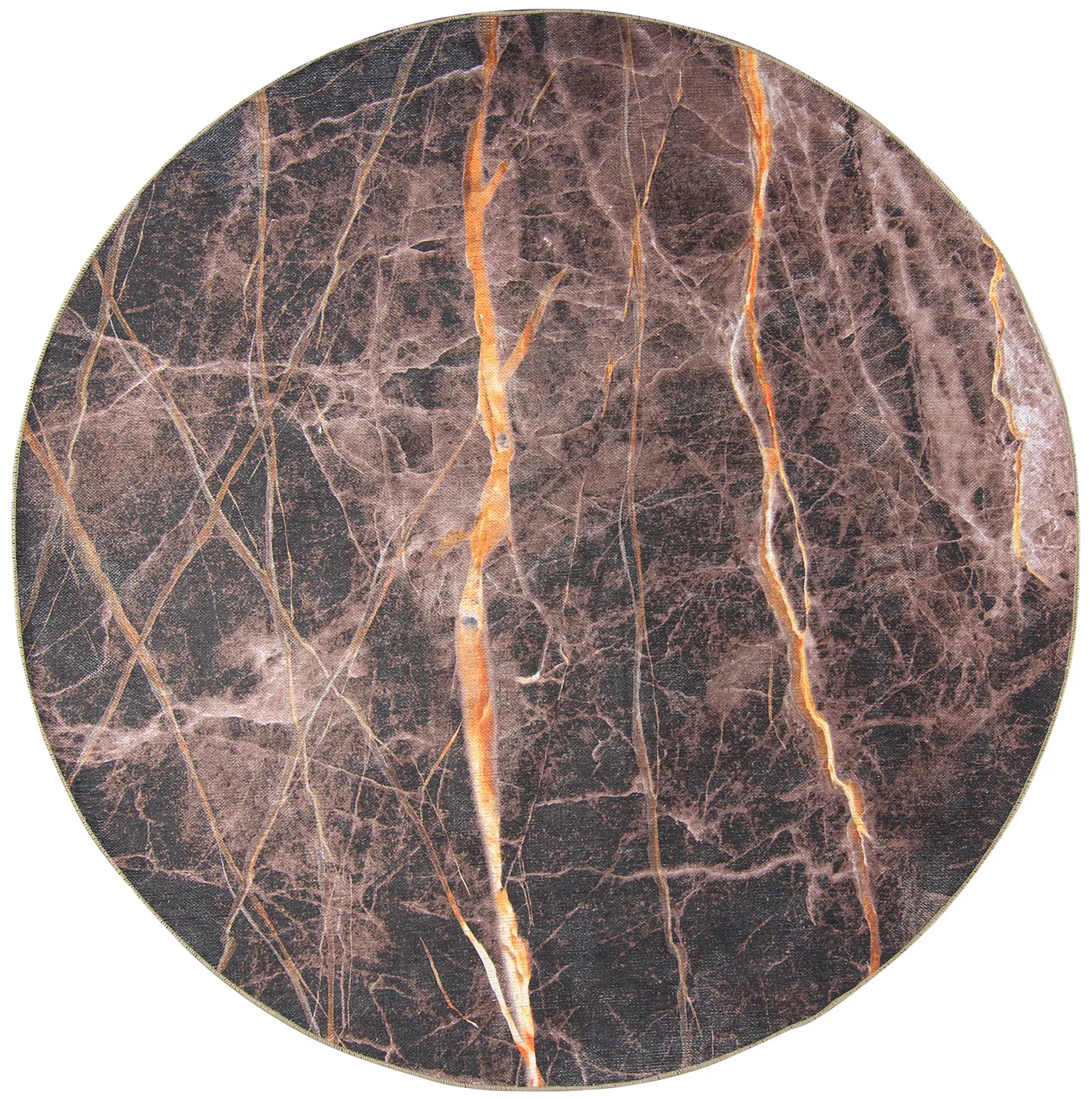 Tapis rond - Aris (noir/doré)