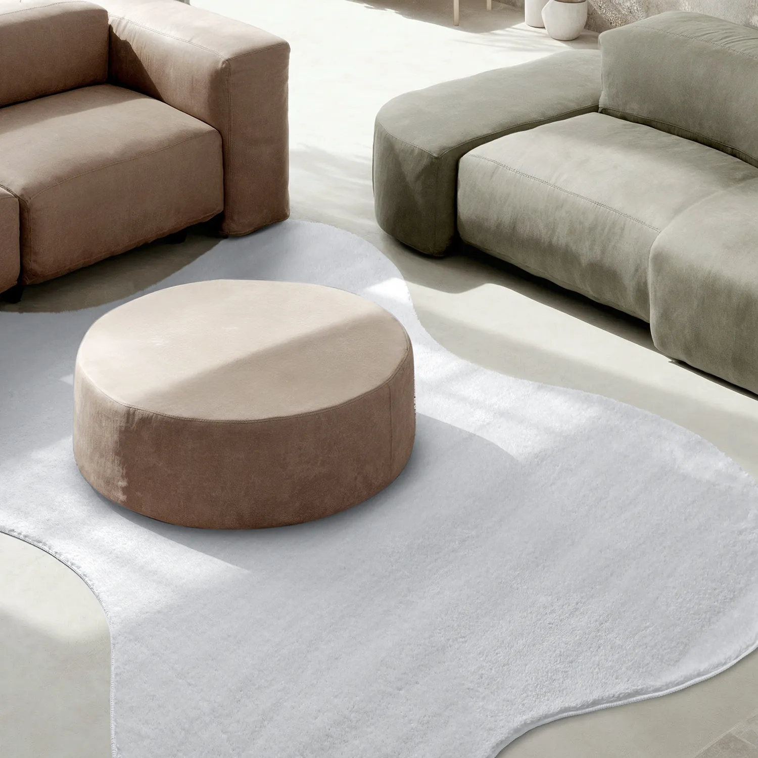 Tapis Shaggy Ondulé Asymétrique - Aranga Super Soft Fur (blanc)