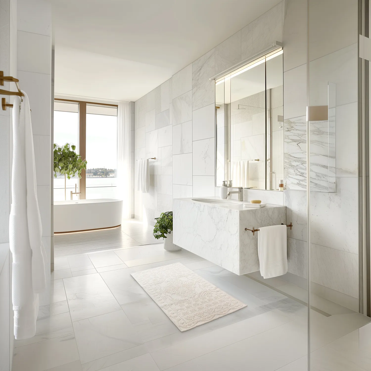 Tapis de salle de bain - Bella (blanc cassé)