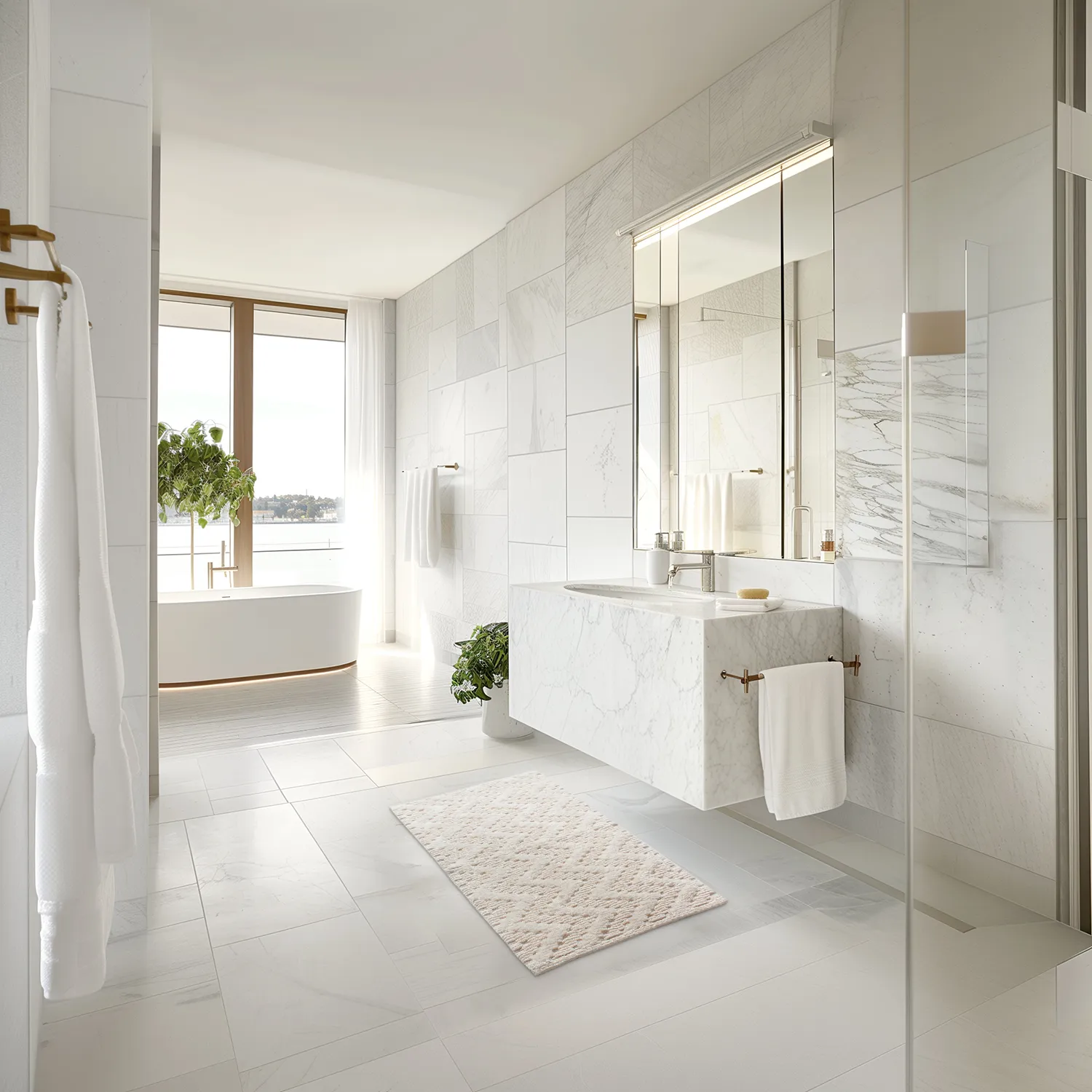 Tapis de salle de bain - Bellona (blanc cassé)