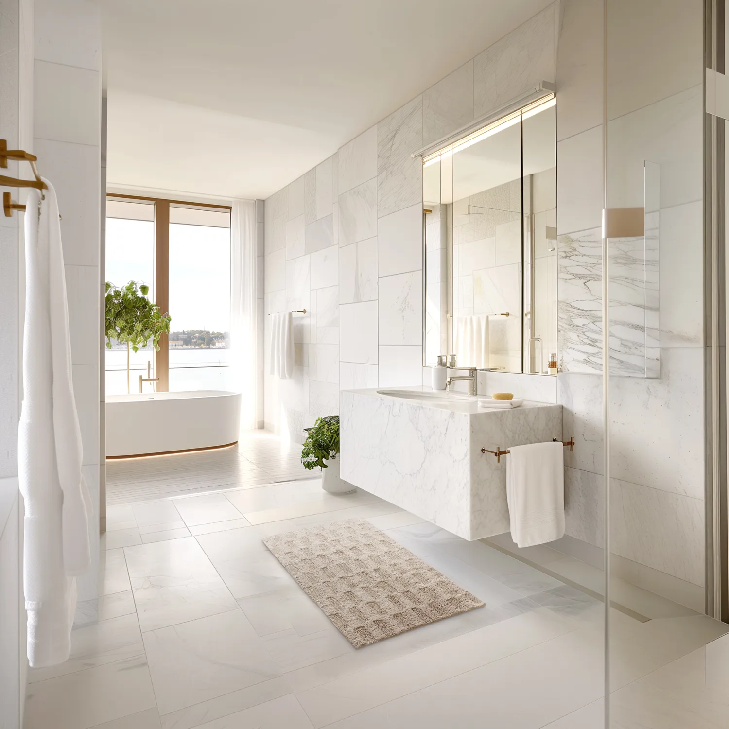 Tapis de salle de bain - Bevin (beige)