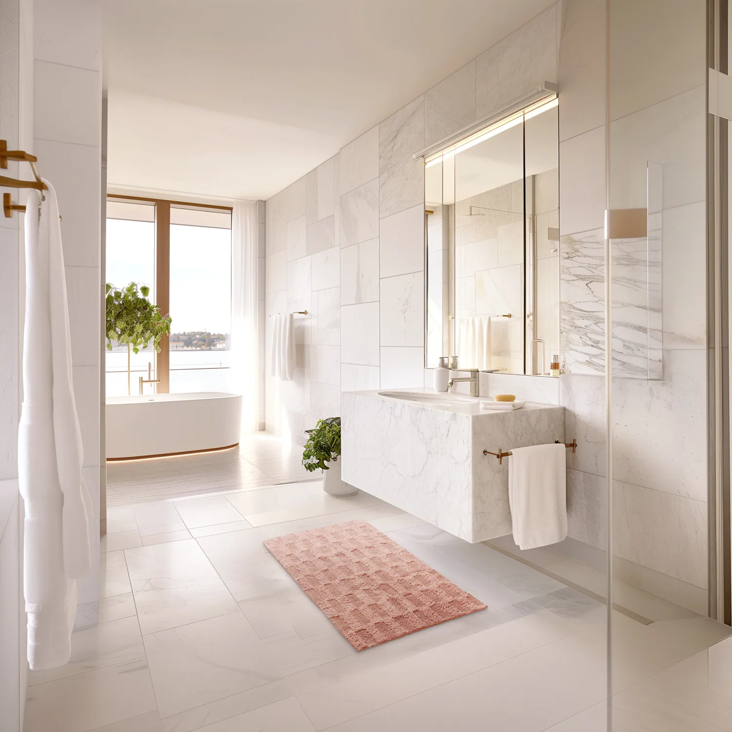 Tapis de salle de bain - Bevin (rose)