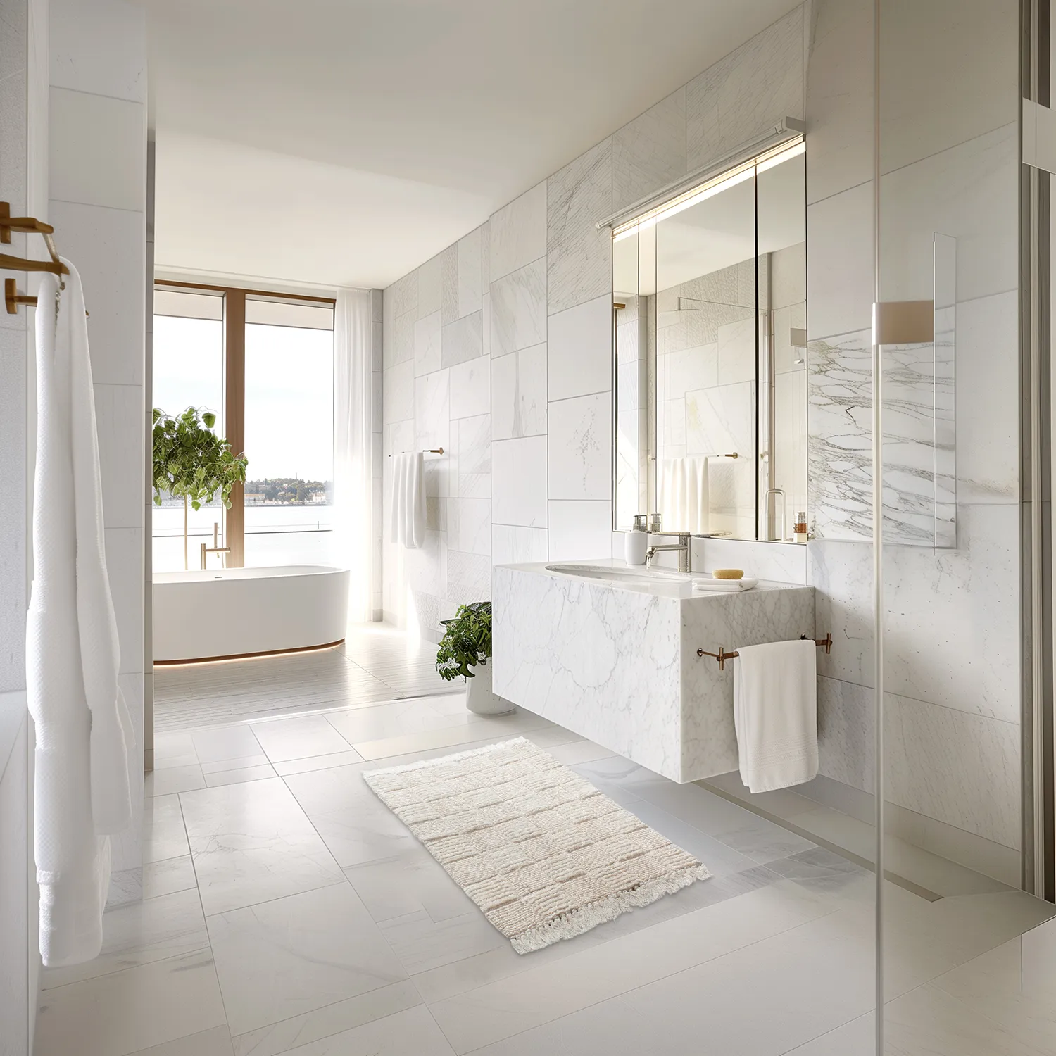 Tapis de salle de bain - Duna (blanc cassé)