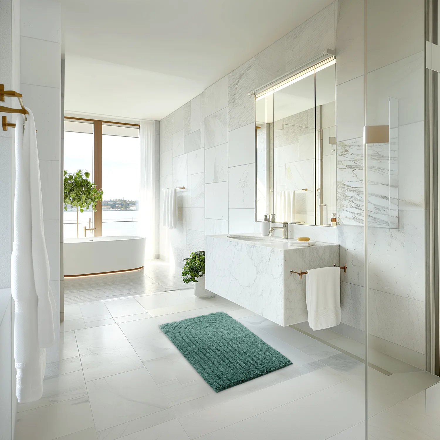 Tapis de salle de bain - Evena (vert foncé)