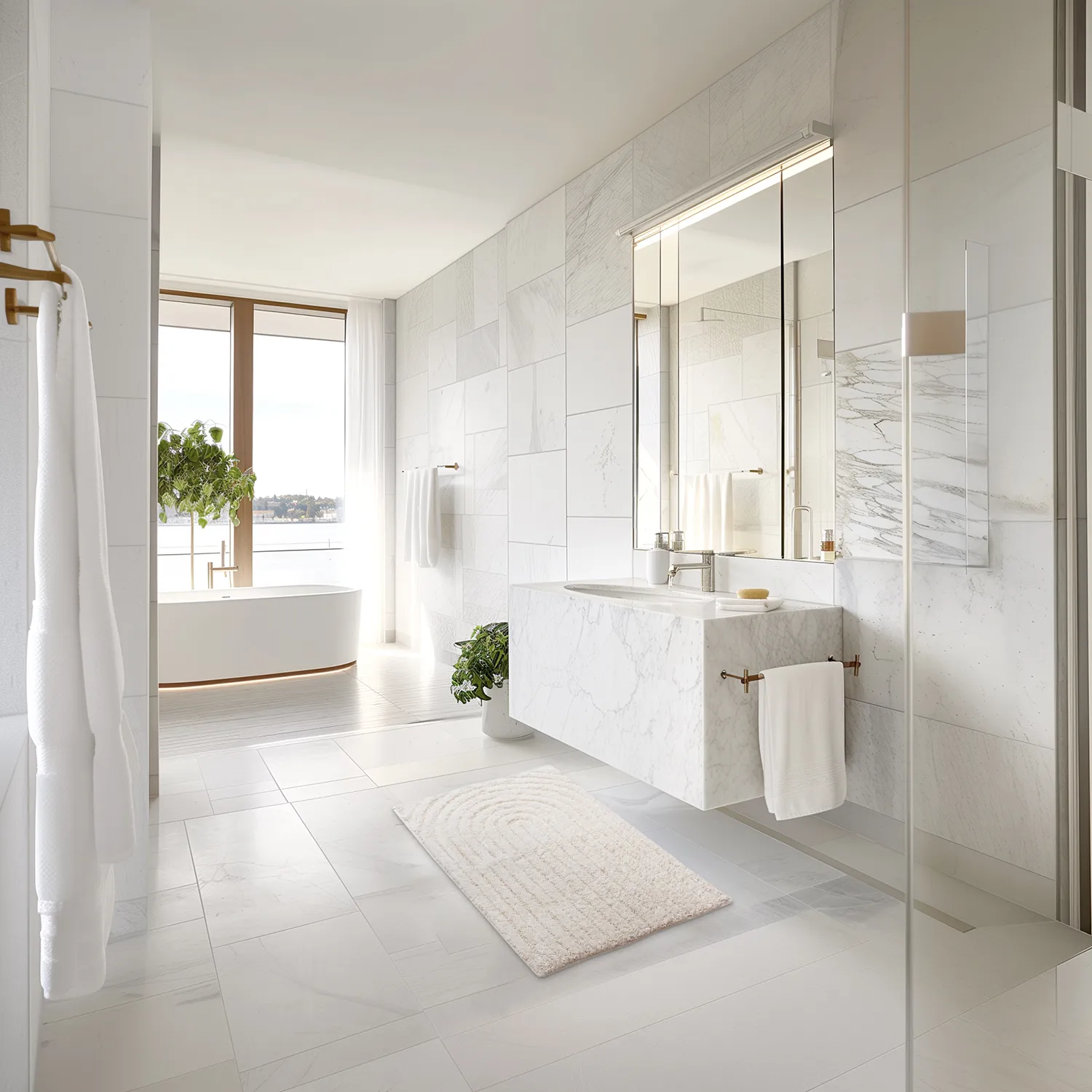 Tapis de salle de bain - Evena (blanc cassé)