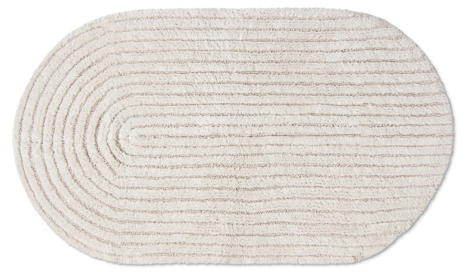 Tapis de salle de bain ovale - Evena (blanc cassé)