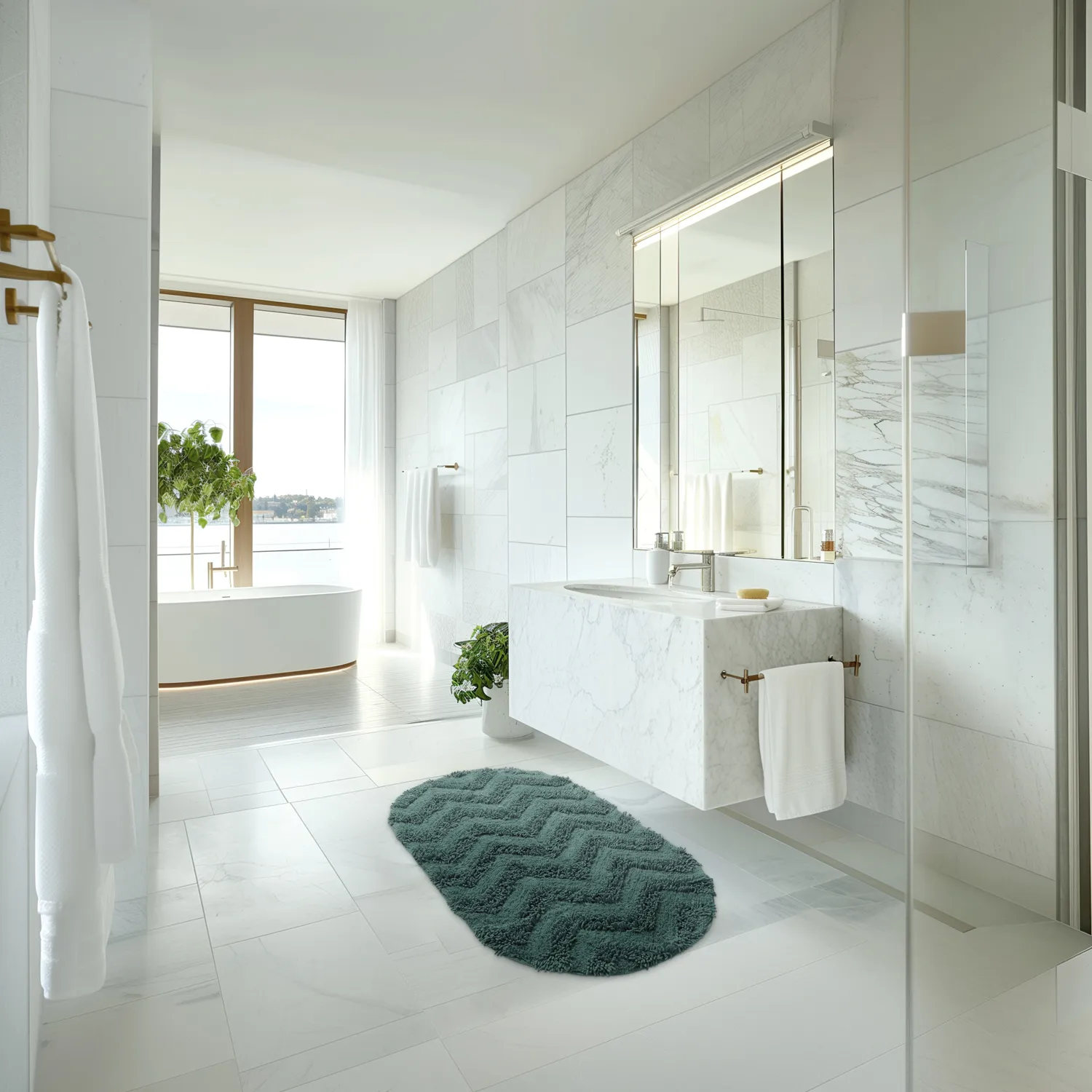 Tapis de salle de bain ovale - Tressa (vert foncé)