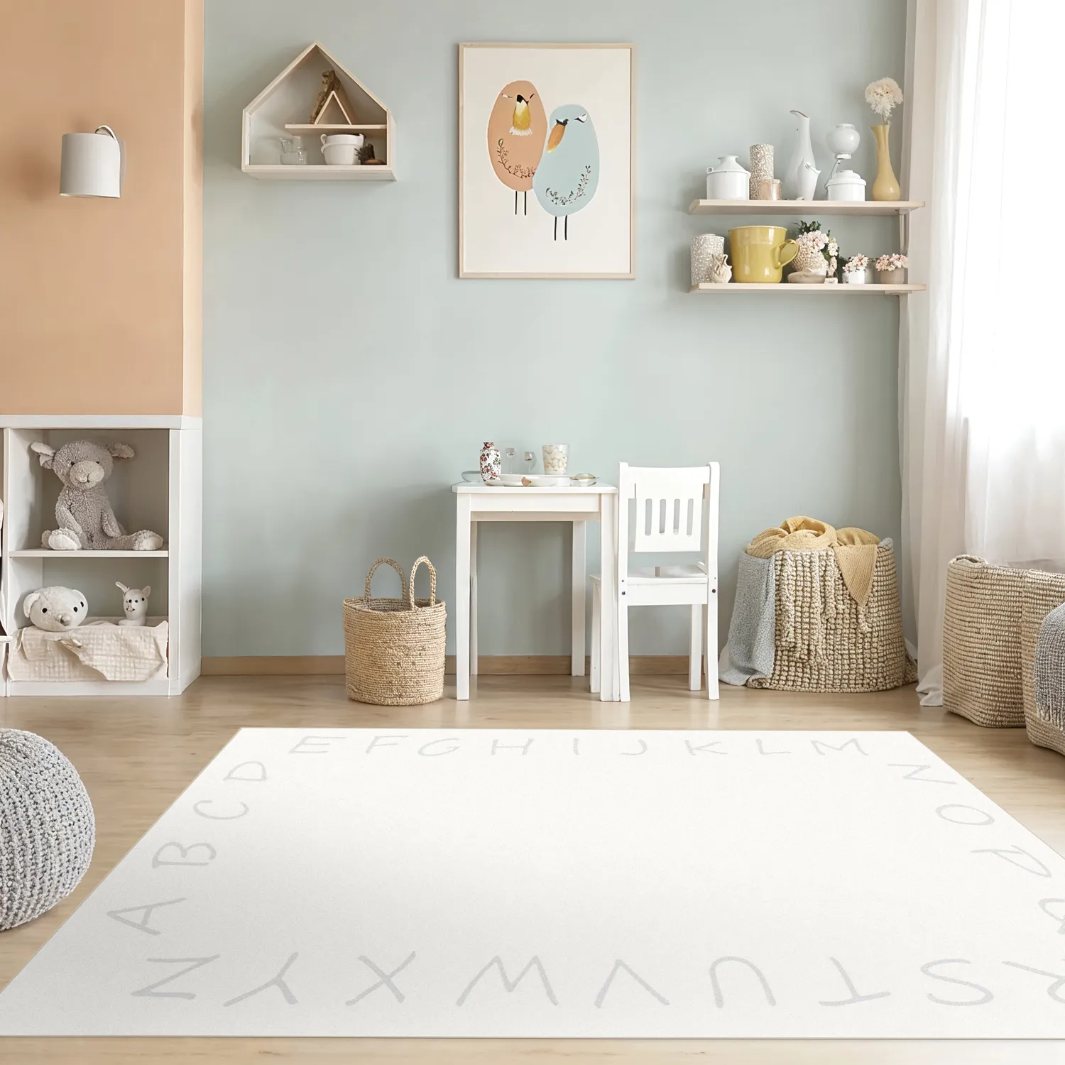 Tapis enfant - Bordure alphabétique (blanc)