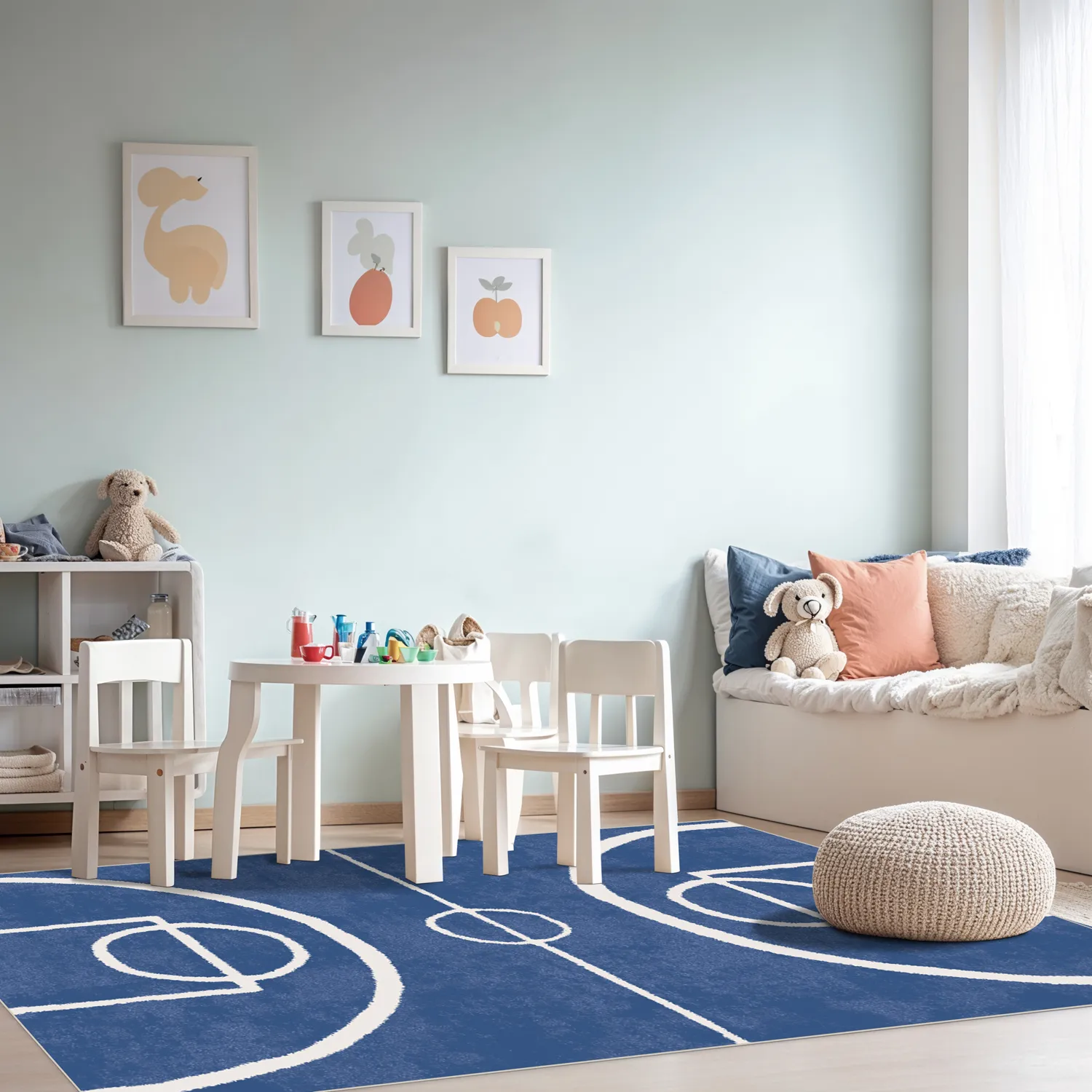 Tapis enfant - Basket (bleu)