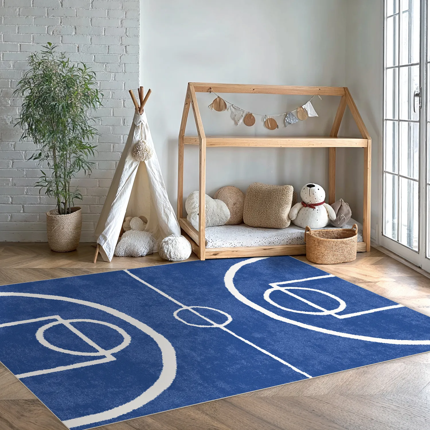 Tapis enfant - Basket (bleu)